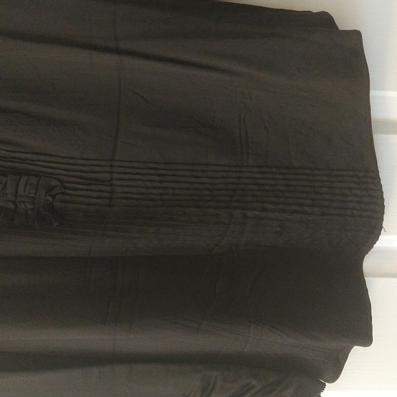 Elie Tahari Brown Ruffled/Pleated Collar Silk Blouse - Picture 6 of 11